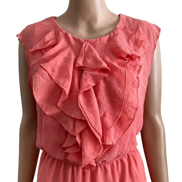 Soho Apparel Dress Womens 14 Peach Sleeveless Ruffled Blouson - Picture 6 of 9
